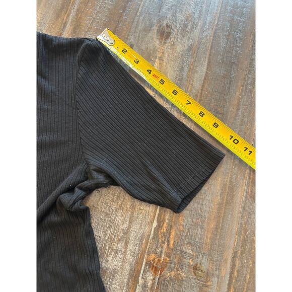 ASOS Black TShirt Womens Size M Ribbed Stretch Basic T Crew Neck Short Sleeve - Picture 5 of 6